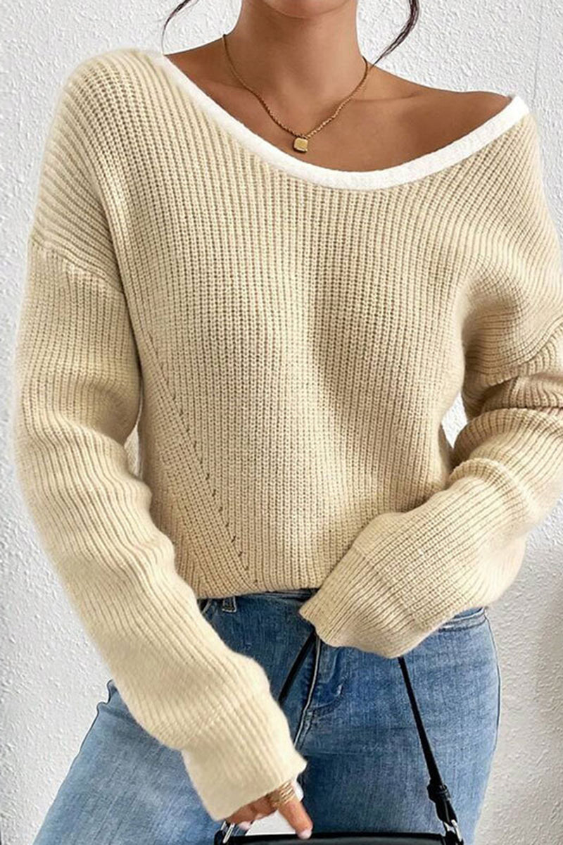 Bow Back Detail V-Neck Sweater
