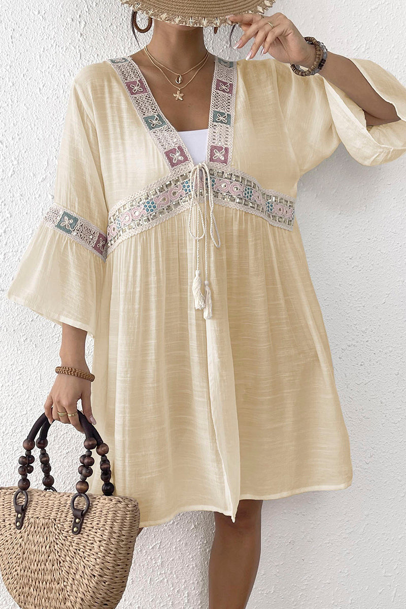 Bohemian Tie-Waist Kimono Cover-Up