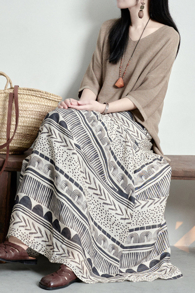 Artistic Pattern Midi Skirt