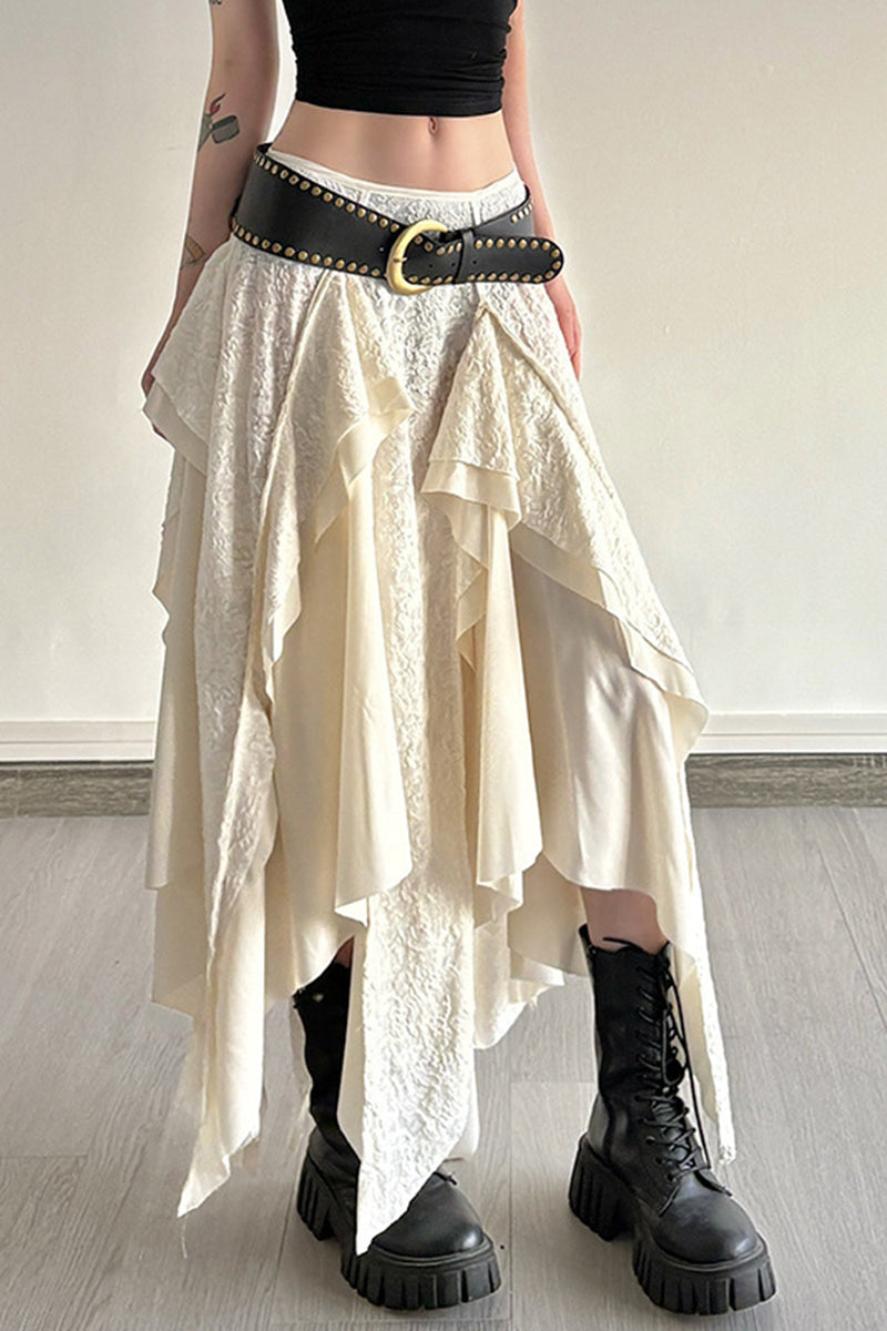 Asymmetrical Layered Midi Skirt