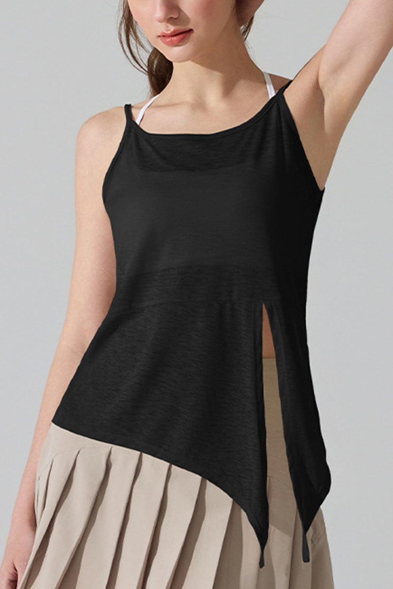 Asymmetrical Hem Sleeveless Active Top