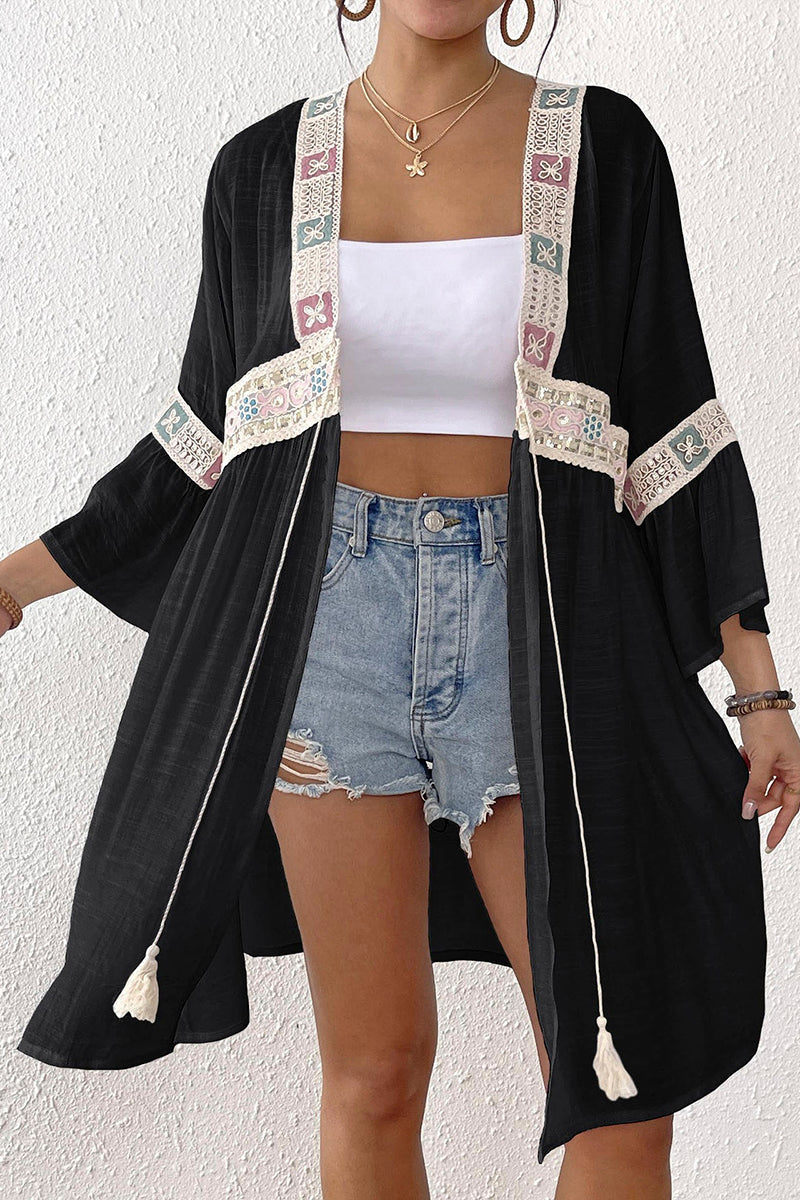 Bohemian Tie-Waist Kimono Cover-Up