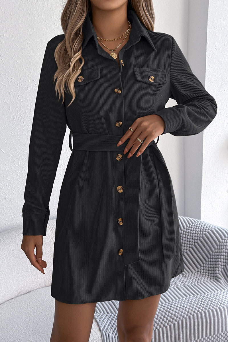 Button-Down Belted Casual Shirt Dress