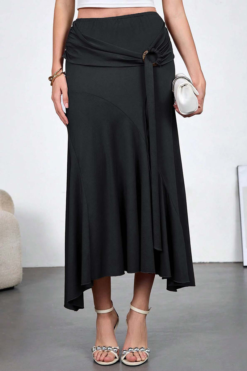 Asymmetrical Knot Midi Skirt
