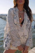 Beach-Themed Printed Shirt and Shorts Set