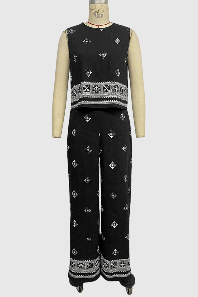 Boho Sleeveless Top and Pants Set
