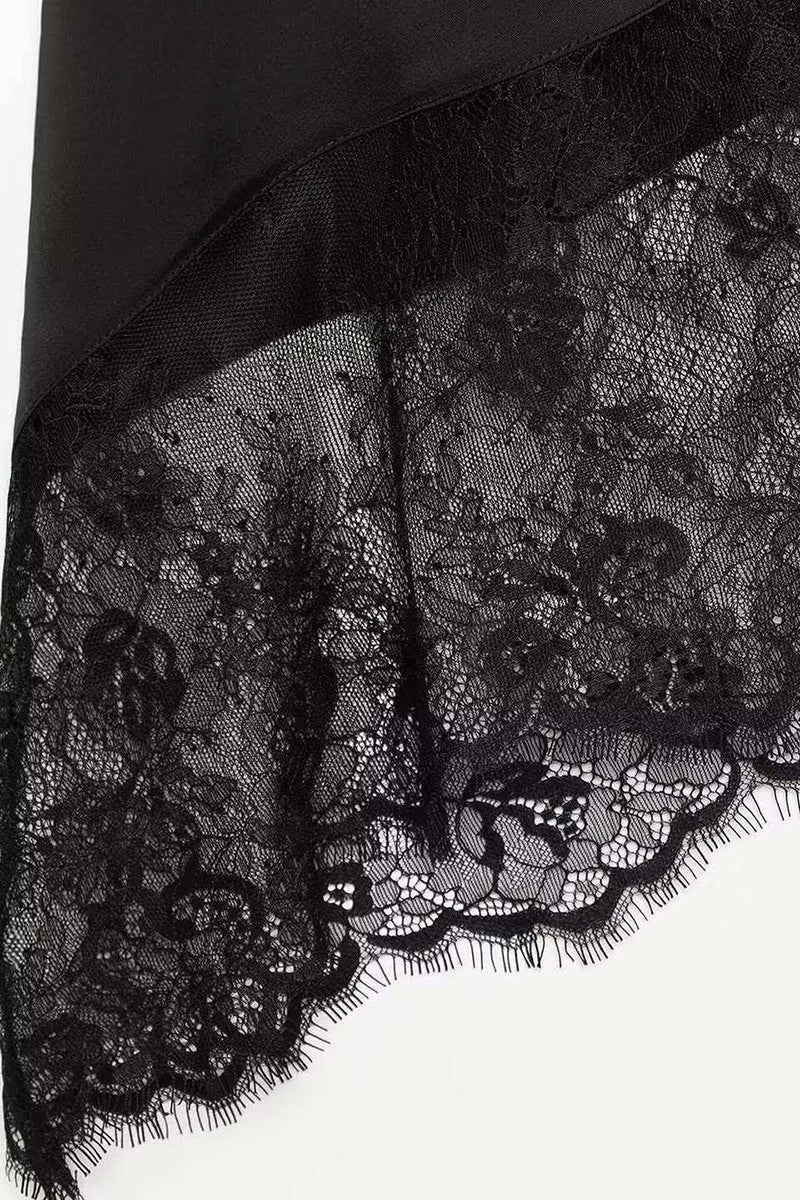 Asymmetric Lace Halter Neck Top