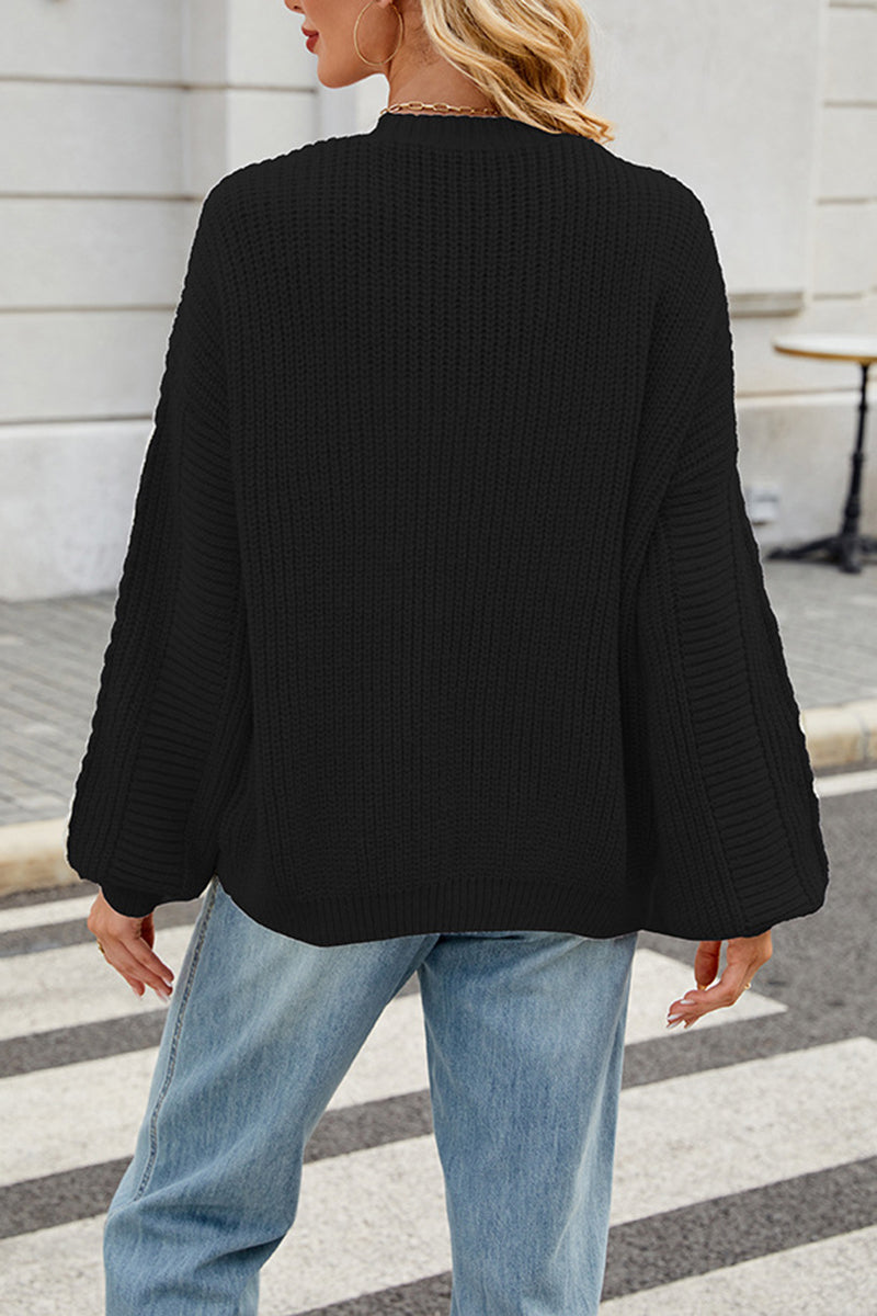 Button Front Cable Knit Cardigan