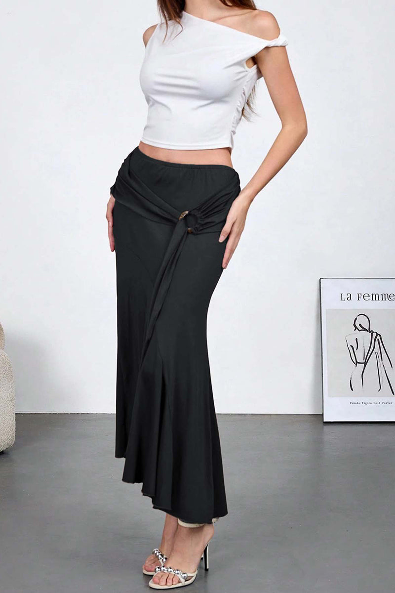 Asymmetrical Knot Midi Skirt