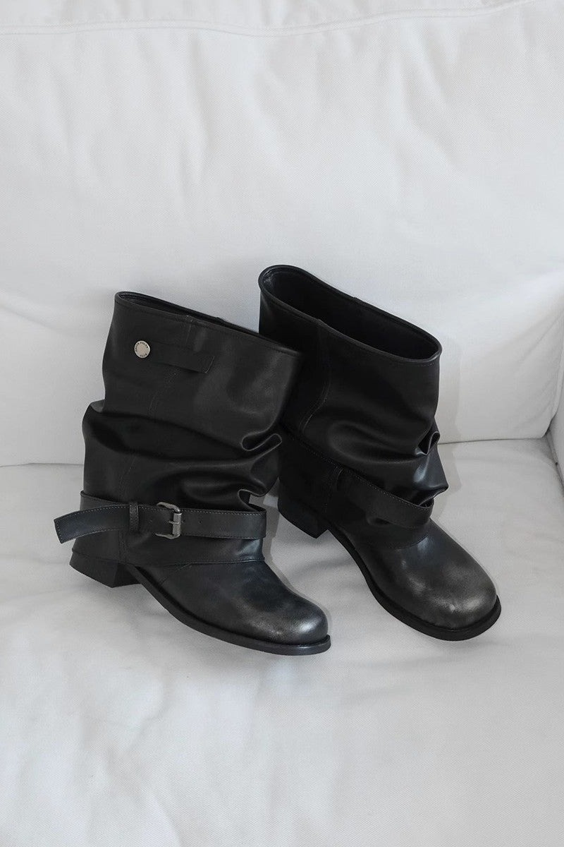 Buckle Strap Slouch Boots