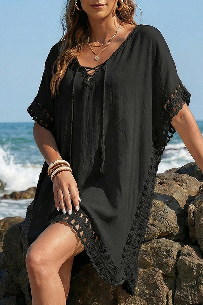 Boho Crochet Trim Beach Cover-Up