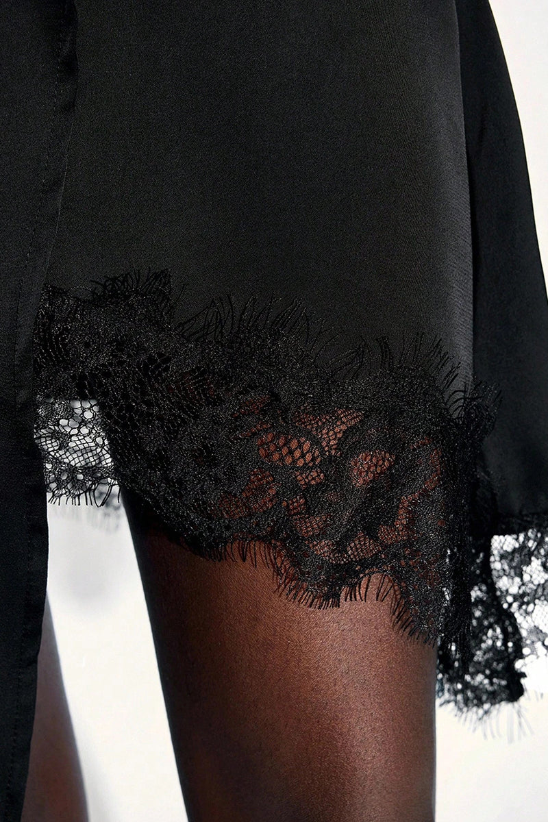Asymmetric Lace Hem Mini Skirt