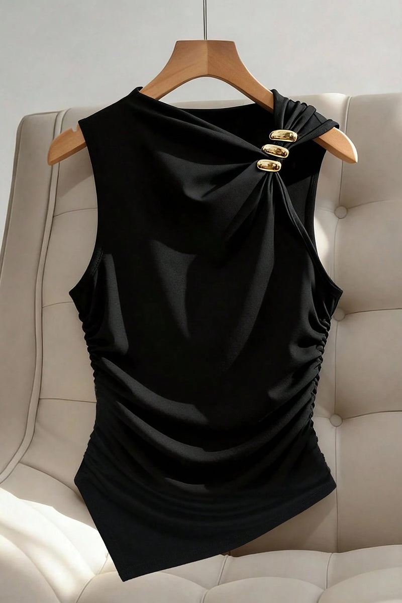 Asymmetric Ruched Sleeveless Camisole
