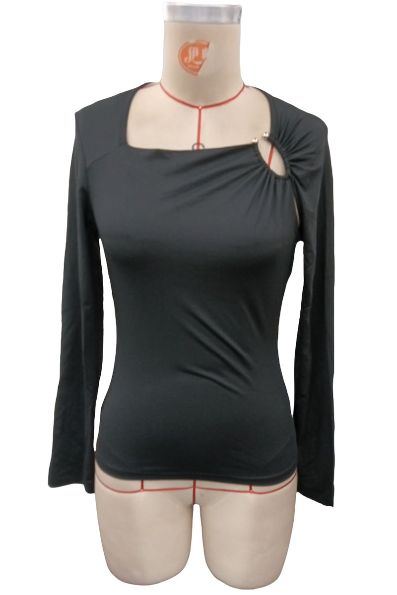 Asymmetric Cutout Long Sleeve Top