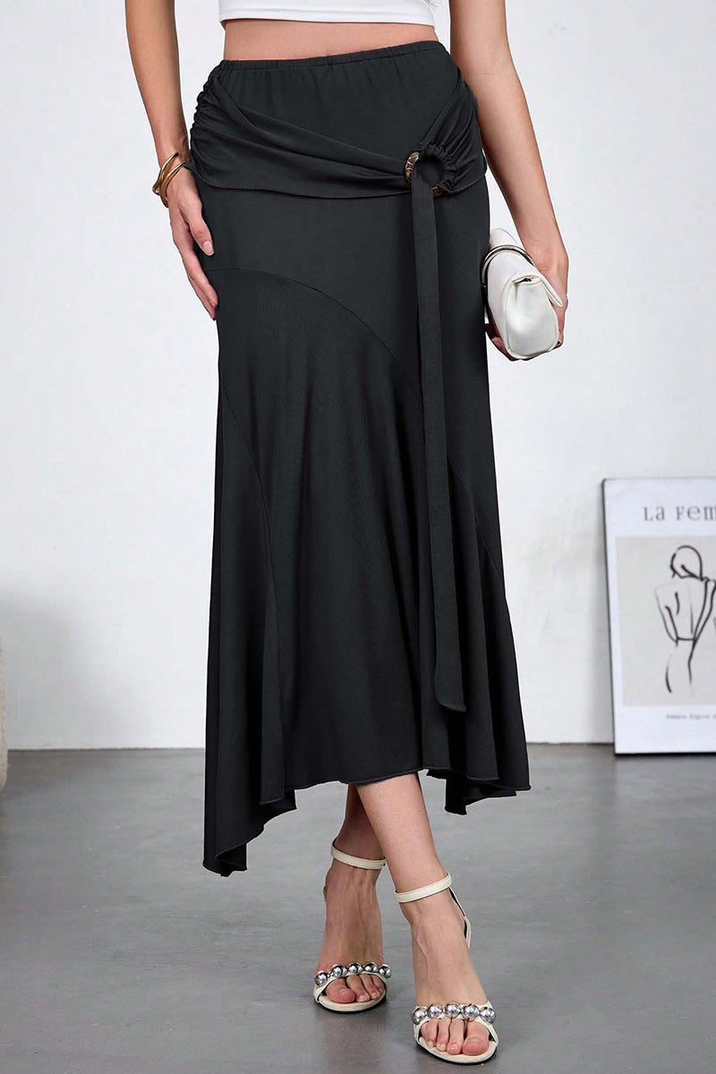 Asymmetrical Knot Midi Skirt