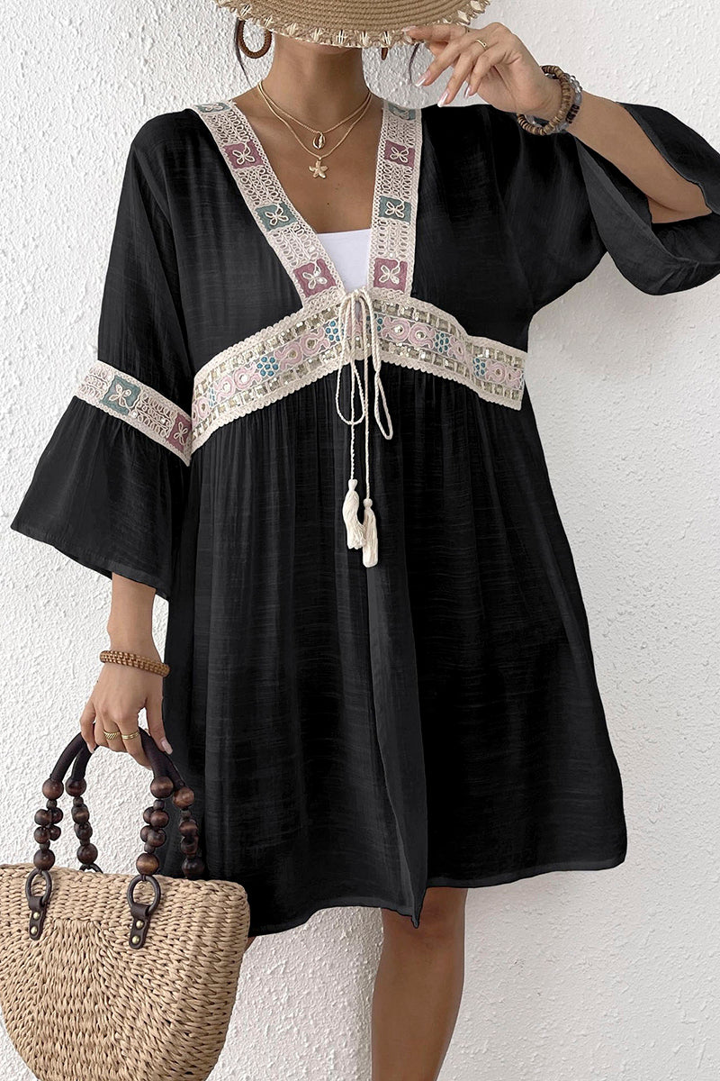 Bohemian Tie-Waist Kimono Cover-Up