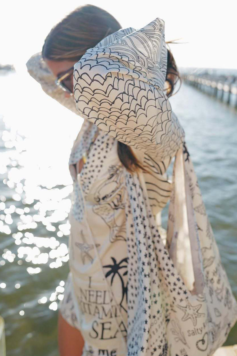 Beach-Themed Printed Shirt and Shorts Set