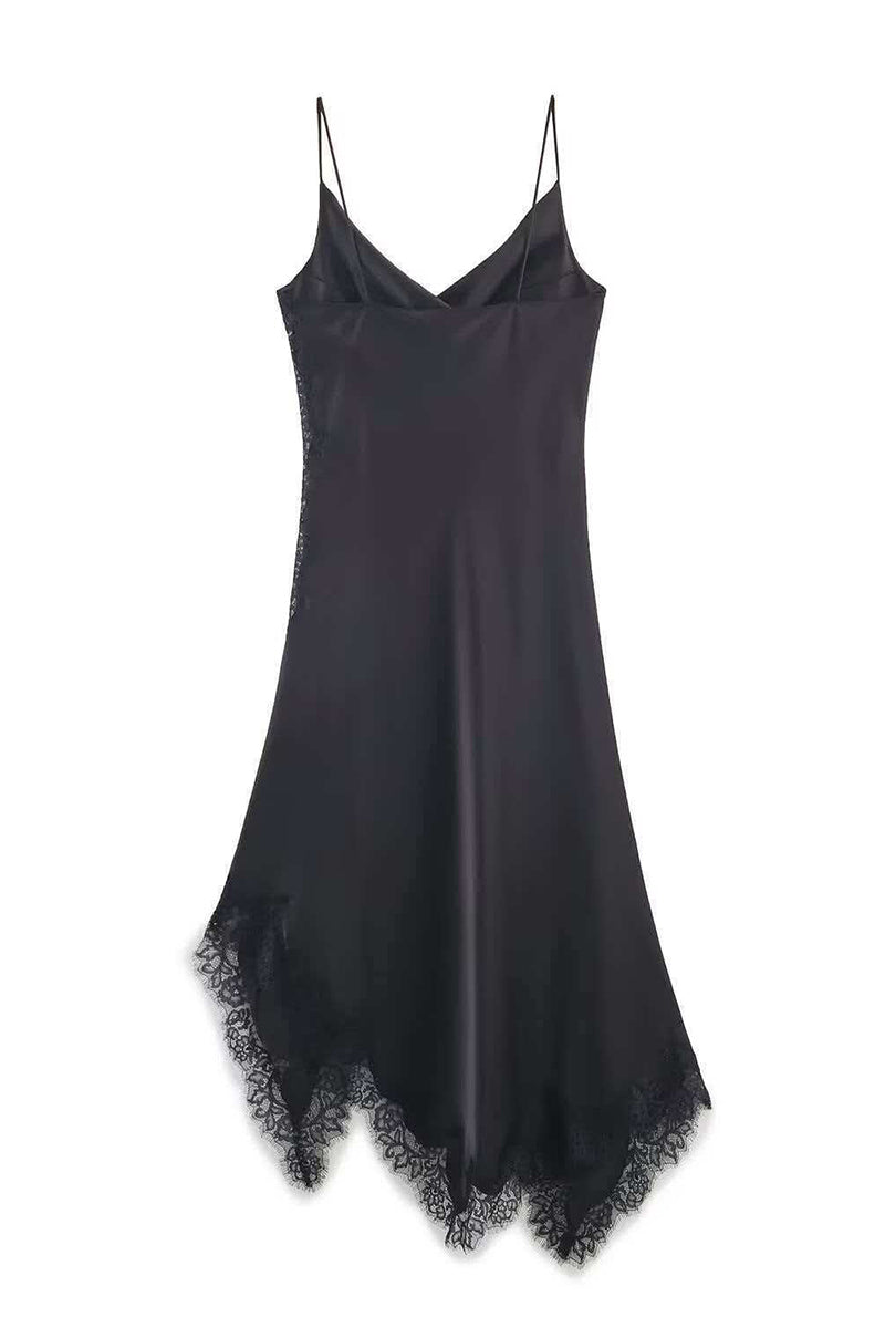 Asymmetrical Lace Hem Casual Dress