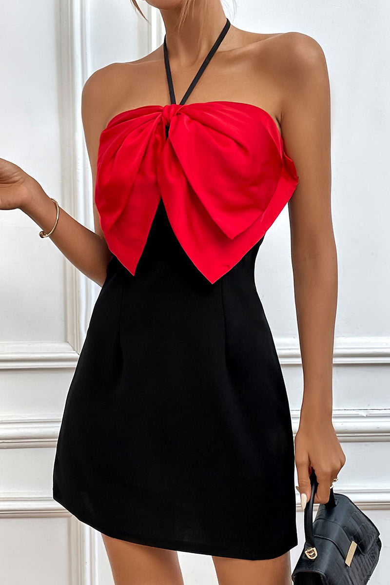 Bow Tie Halter Bodycon Dress