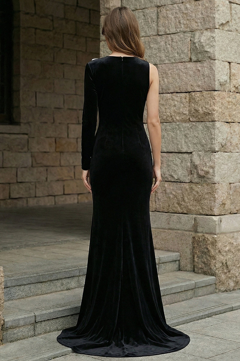 Bow-Embellished Asymmetrical Gown