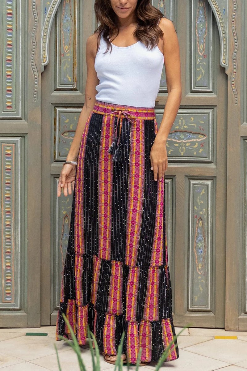 Boho Tiered Casual Maxi Skirt