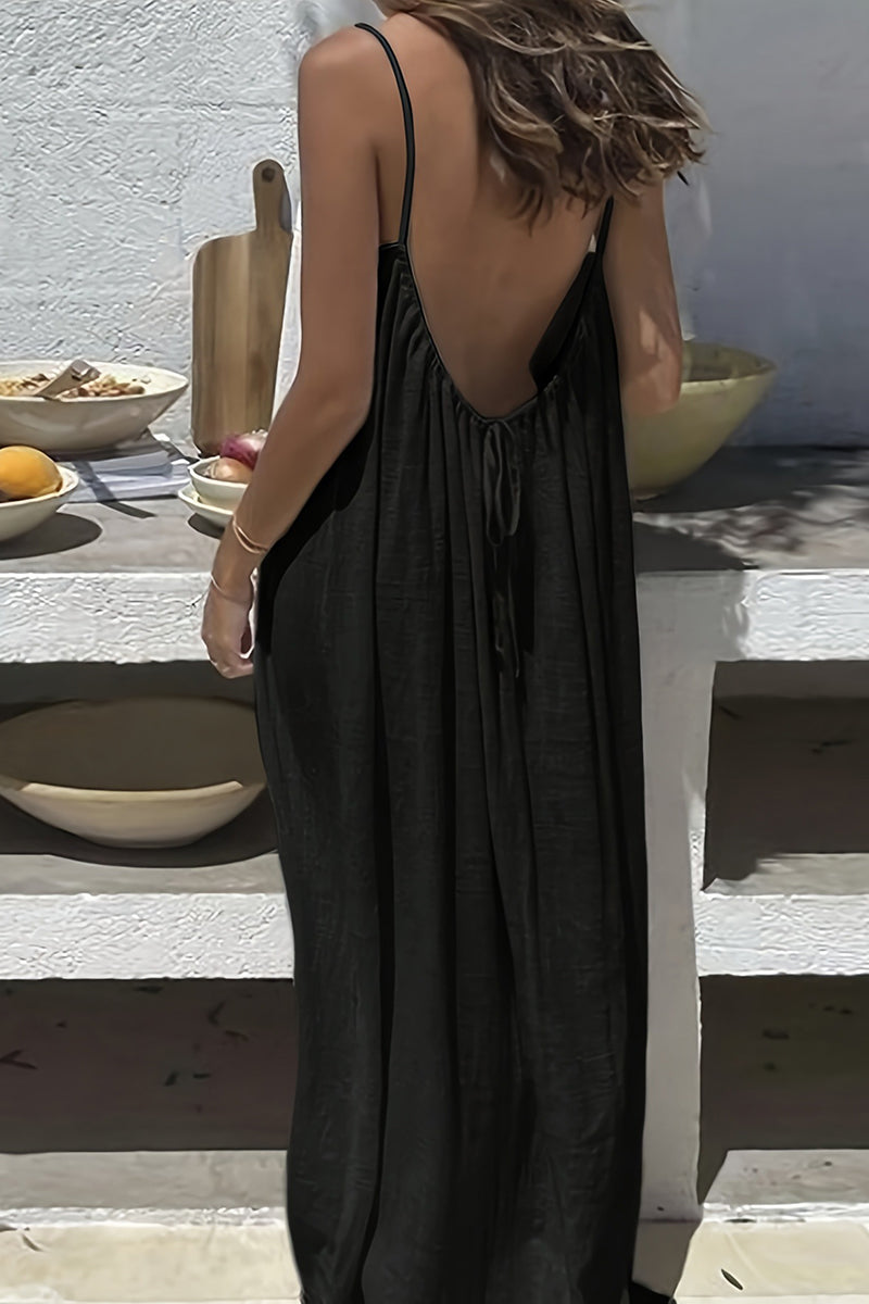 Backless Flowy Sleeveless Casual Dress