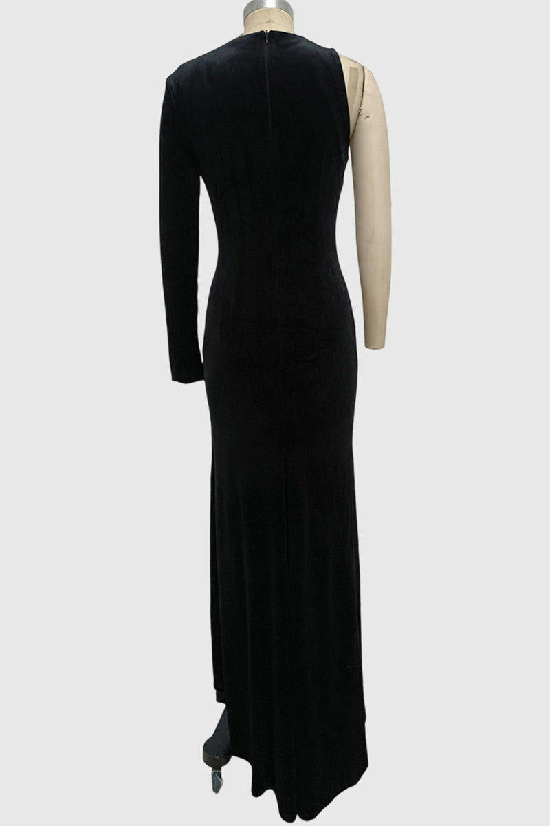 Bow-Embellished Asymmetrical Gown