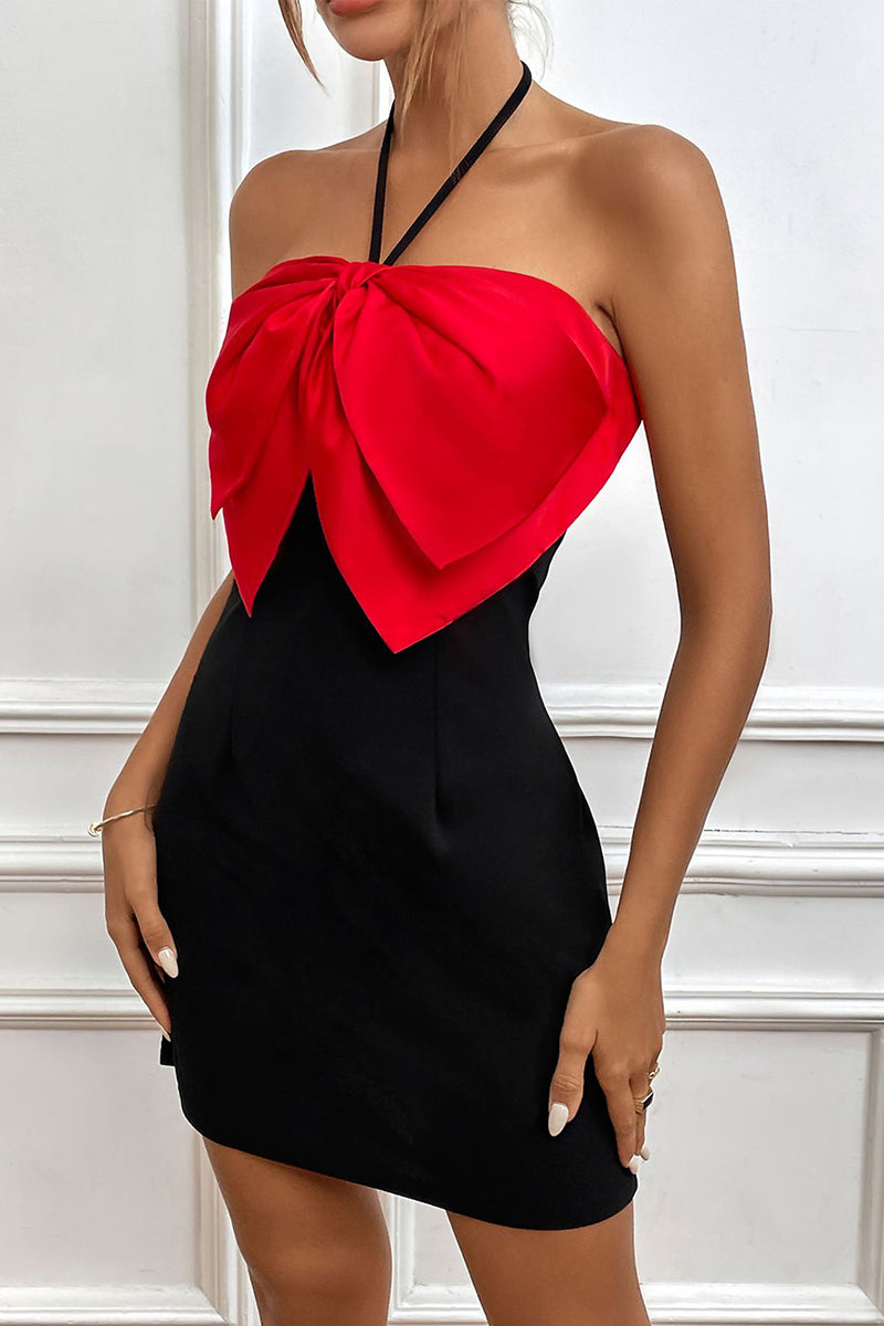 Bow Tie Halter Bodycon Dress