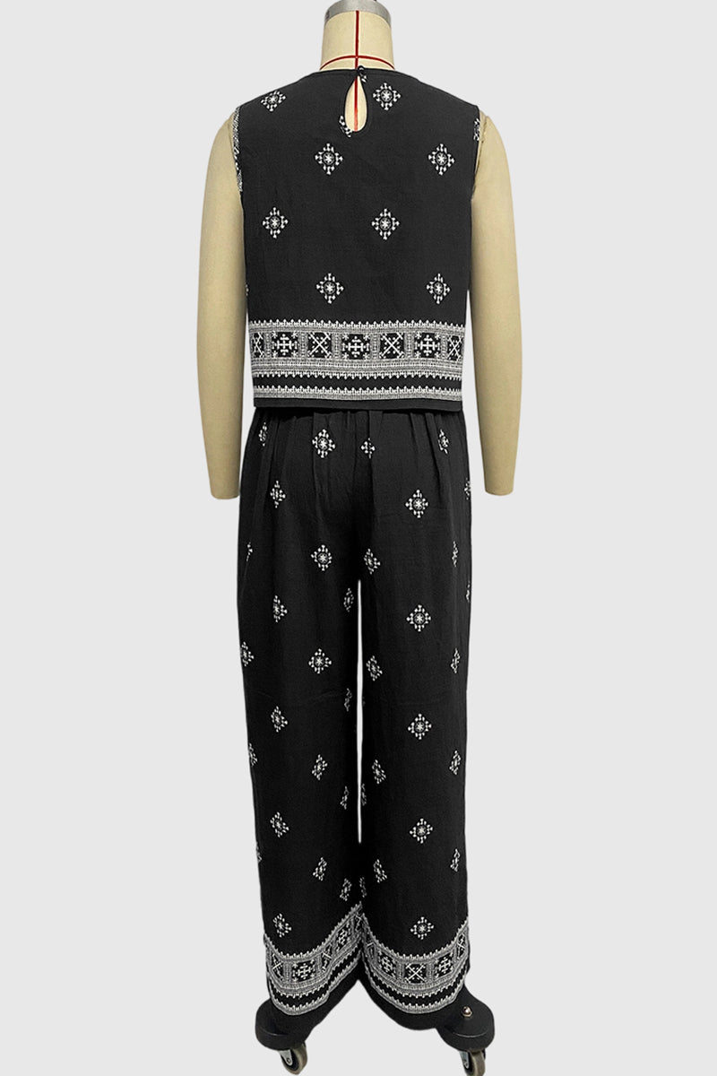 Boho Sleeveless Top and Pants Set