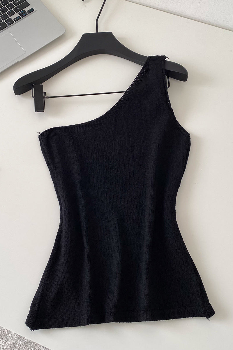 Asymmetric Sleeveless Knit Tank