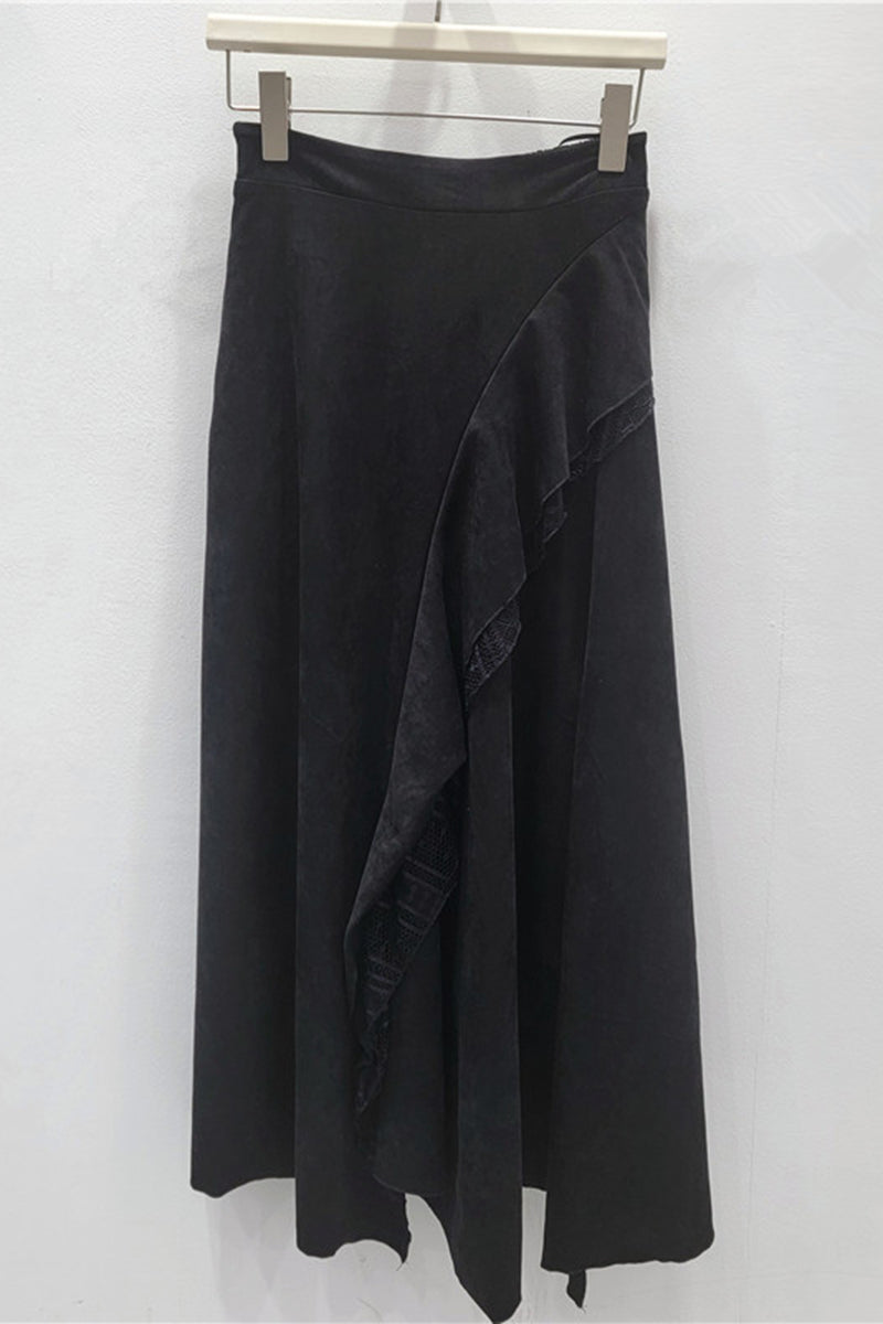Asymmetrical Midi Wrap Skirt
