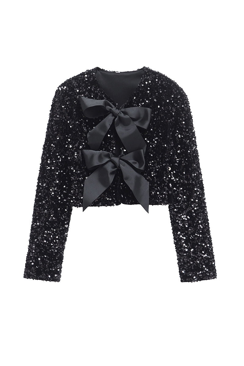 Bow Accent Textured Blazer