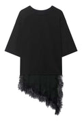 Asymmetrical Lace Hem T-Shirt