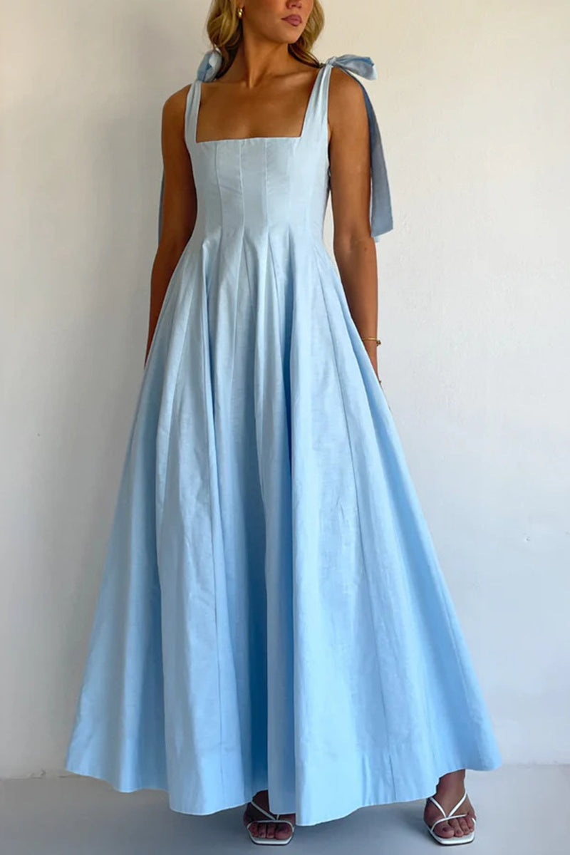 Bow Tie Strap Sleeveless Maxi Dress
