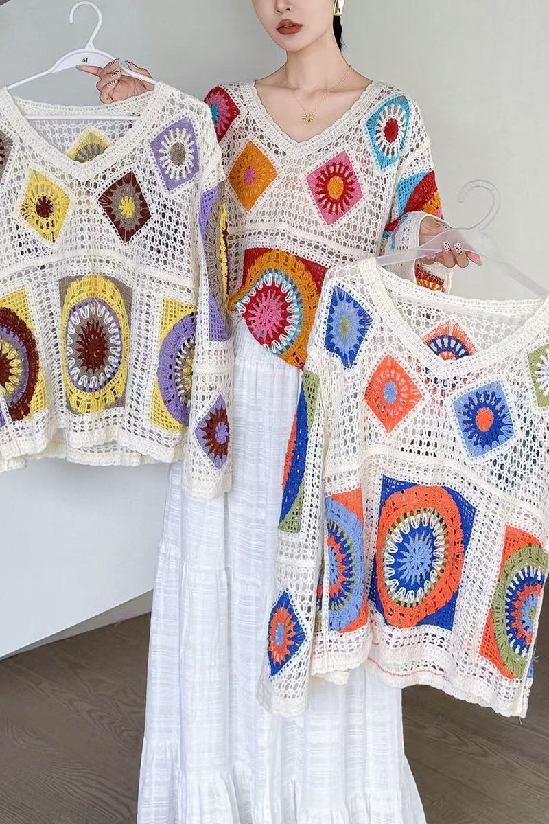 Boho Crochet Patchwork Blouse