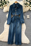 Belted Denim Button-Up Dress