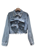 Bow-Embellished Denim Jacket
