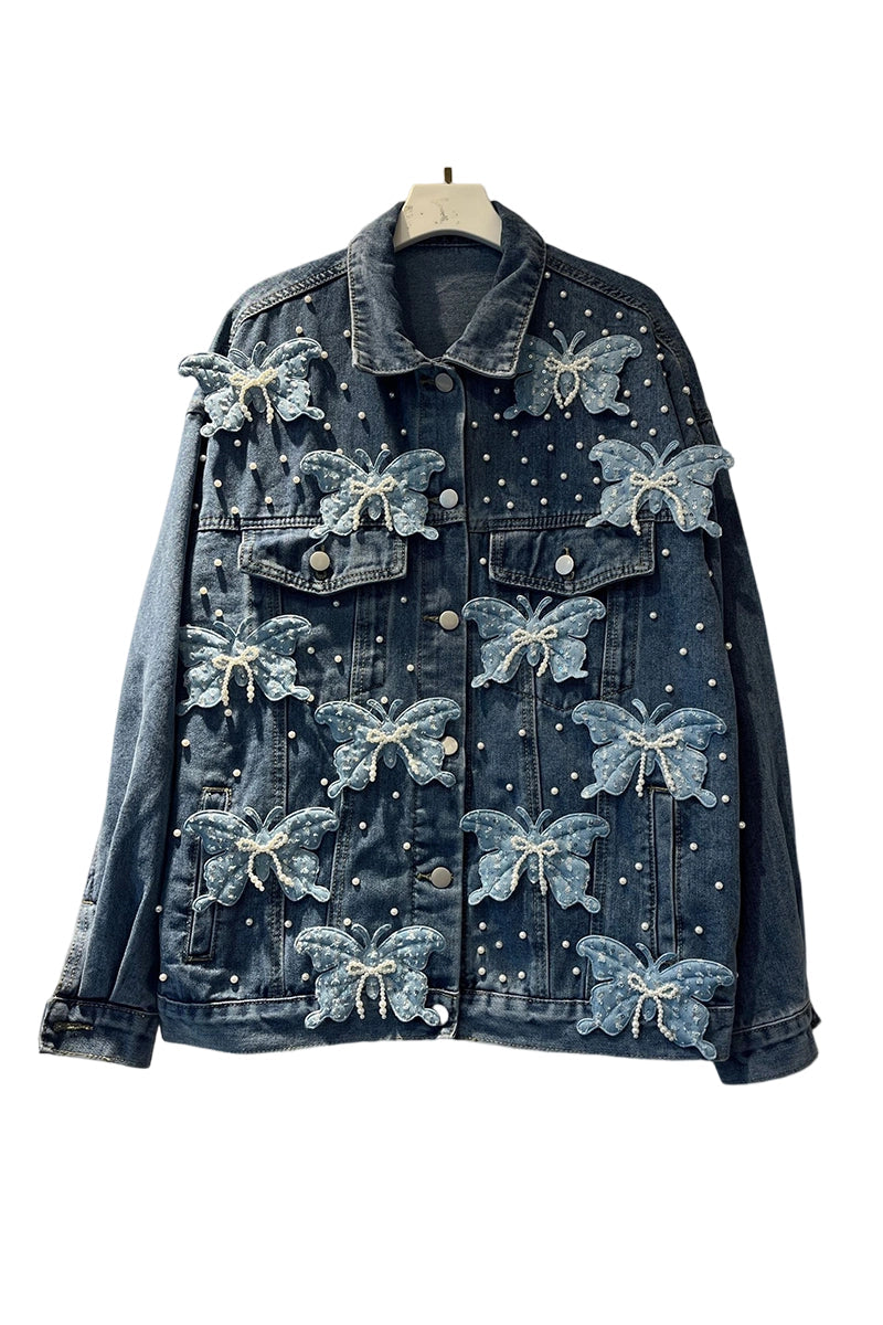 Butterfly Embellished Denim Jacket