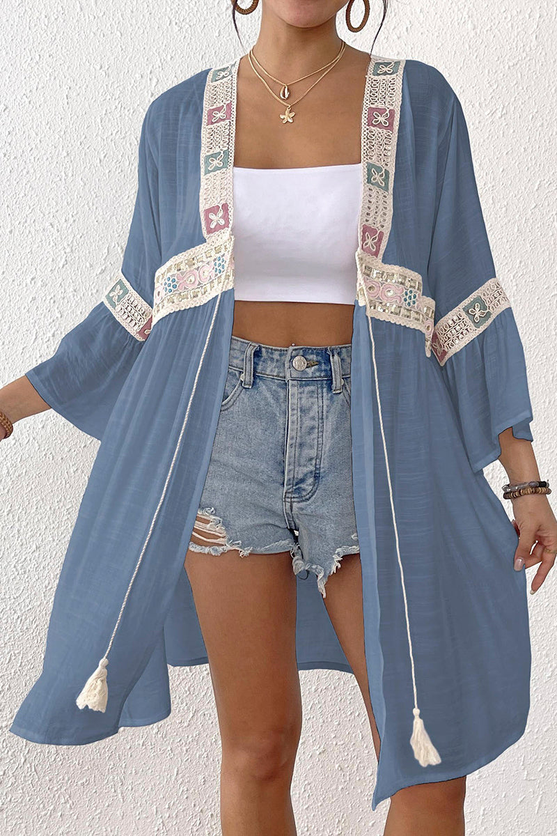 Bohemian Tie-Waist Kimono Cover-Up