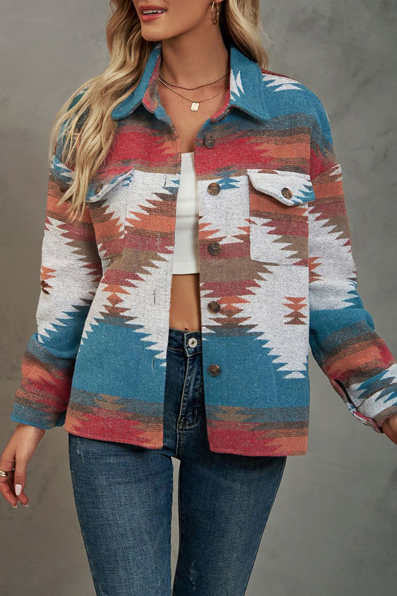 Aztec Pattern Button-Up Jacket
