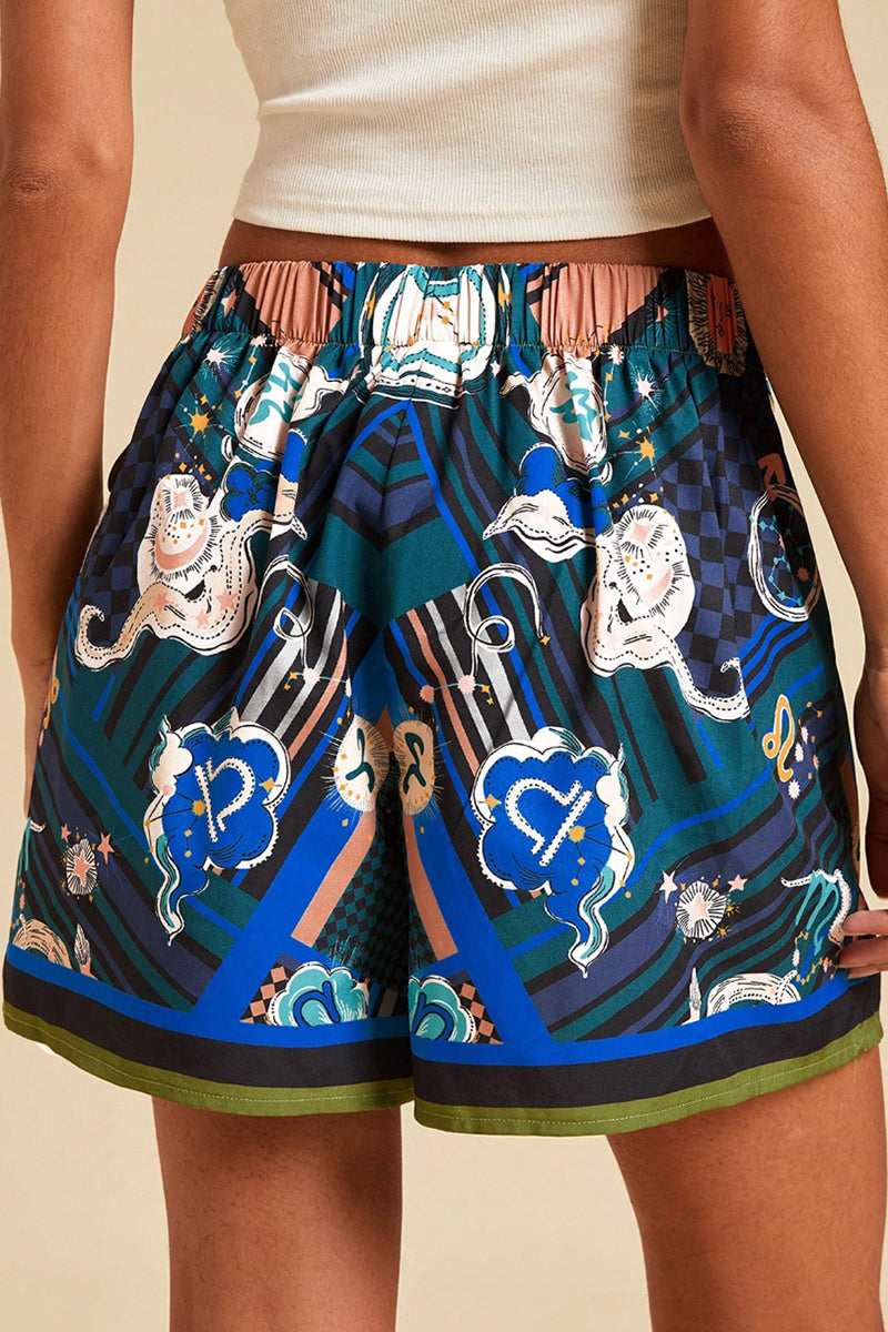 Animal Print Wrap Design Casual Shorts