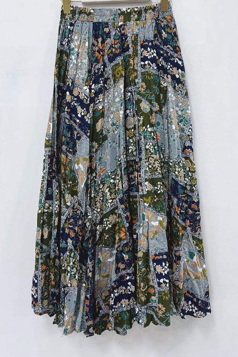 Bohemian Print Midi Skirt