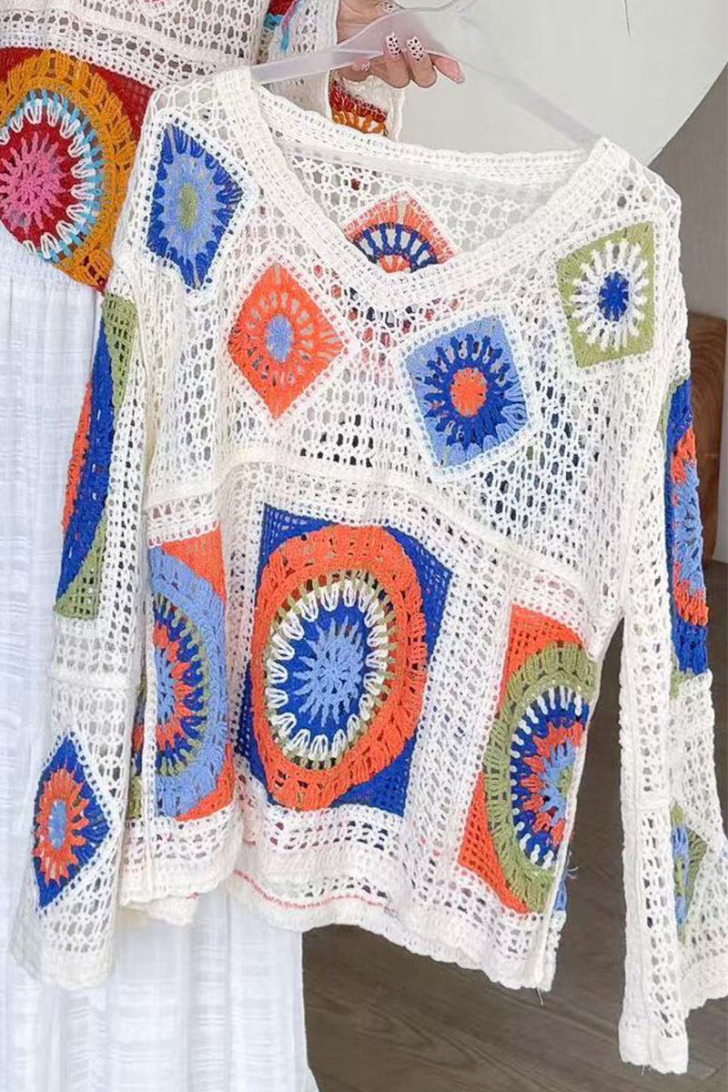 Boho Crochet Patchwork Blouse