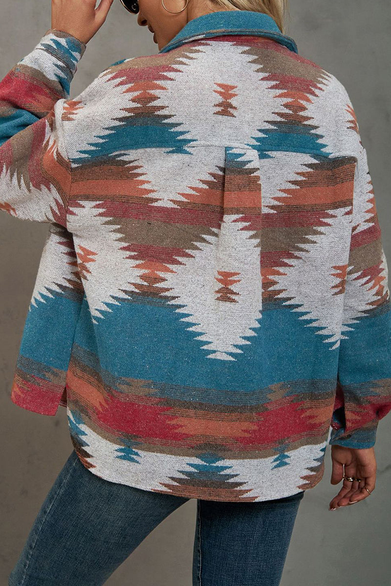 Aztec Pattern Button-Up Jacket