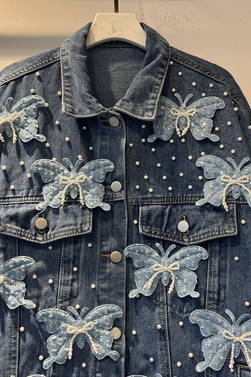 Butterfly Embellished Denim Jacket
