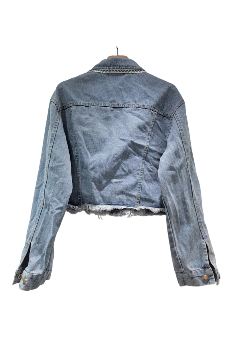 Bow-Embellished Denim Jacket