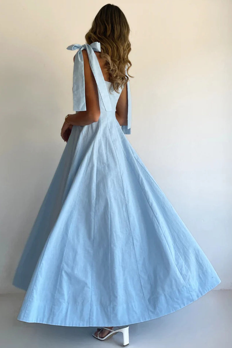 Bow Tie Strap Sleeveless Maxi Dress