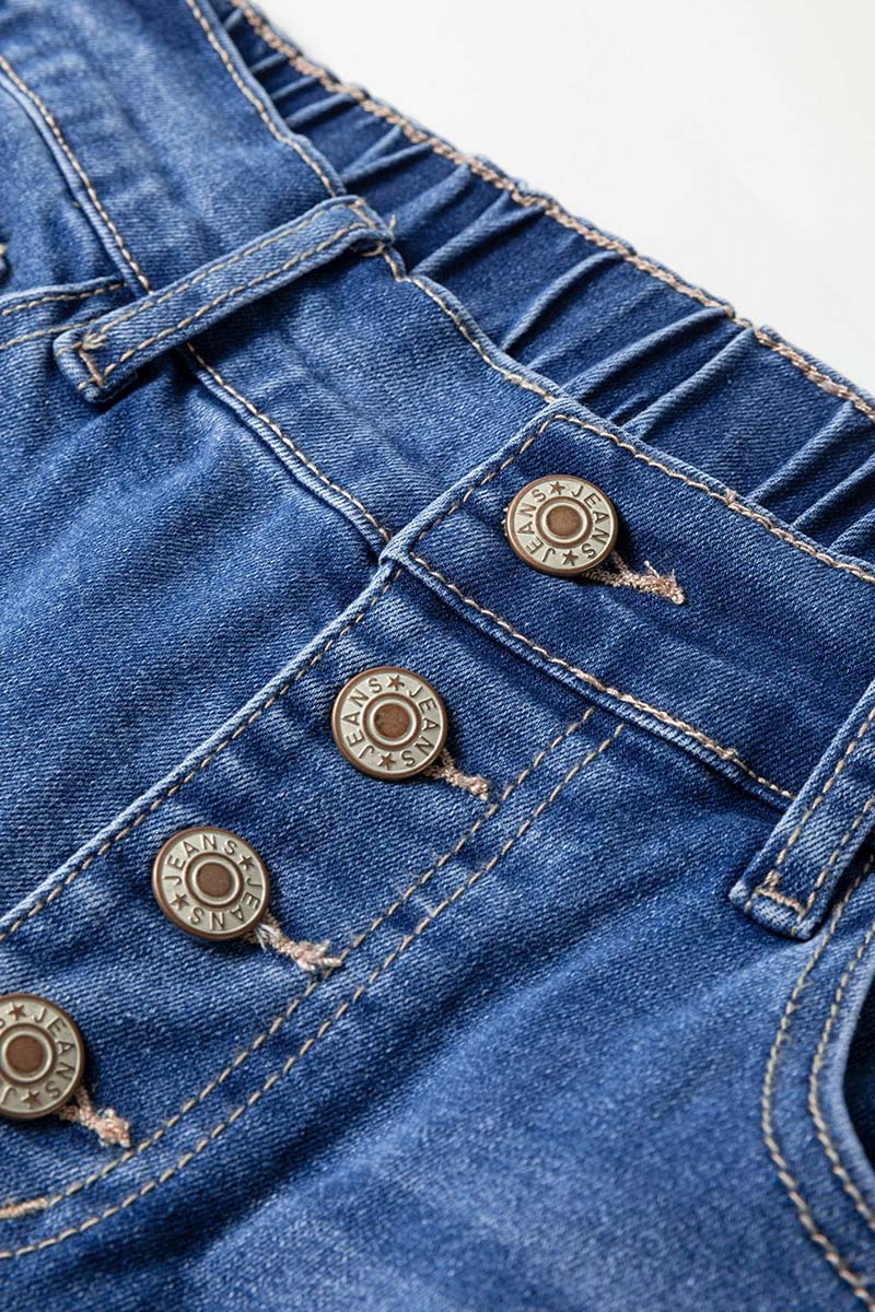 Button Front Tapered Jeans
