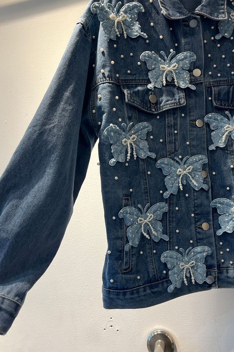 Butterfly Embellished Denim Jacket