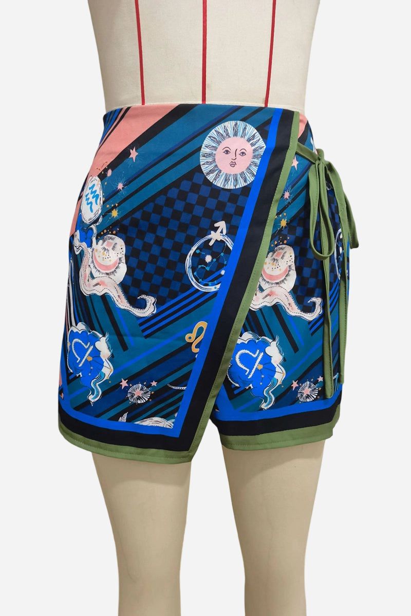 Animal Print Wrap Design Casual Shorts